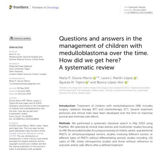 Preguntas y respuestas en el manejo de niños con meduloblastoma a lo largo del tiempo. ¿Cómo llegamos aquí? Una revisión sistemática